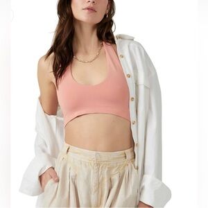 Free People Essential U Neck Halter Neck Bra Blush Pink Size Medium / Large